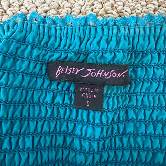 Betsey Johnson Turquoise Fuchsia Floral Silk Tube Top 0 - Picture 4 of 6